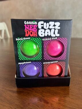Needoh Fuzz Ball 4-Pack - Zesty Green, Tickled Pink, Purplicious, Oranrageous